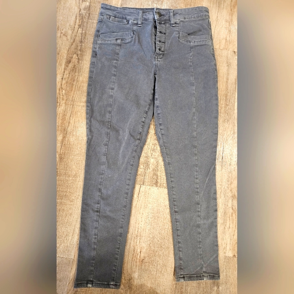 AEO Next Level Stretch‎ Exposed Button Fly Jegging Jeans in Gray 12 short